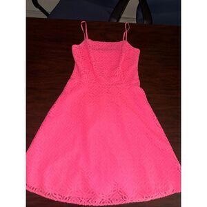 Lilly Pulitzer Neon Pink Lace Jennilee Dress Size X-Small